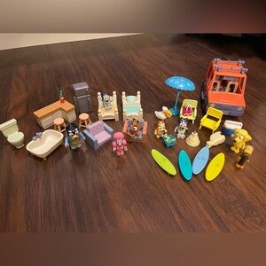 Disney Bluey Figurine Toy Bundle – 35 Pieces w/ Beach House & Car | Kids Playset